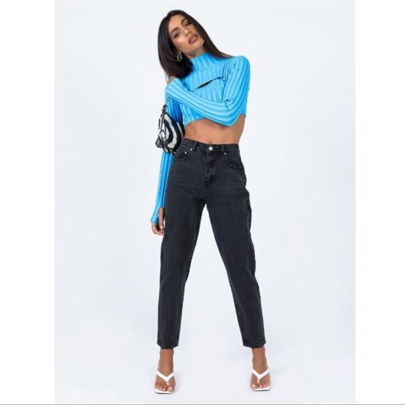 Princess Polly Zaiden Straight Leg Jean Black Size 2 - Picture 1 of 6